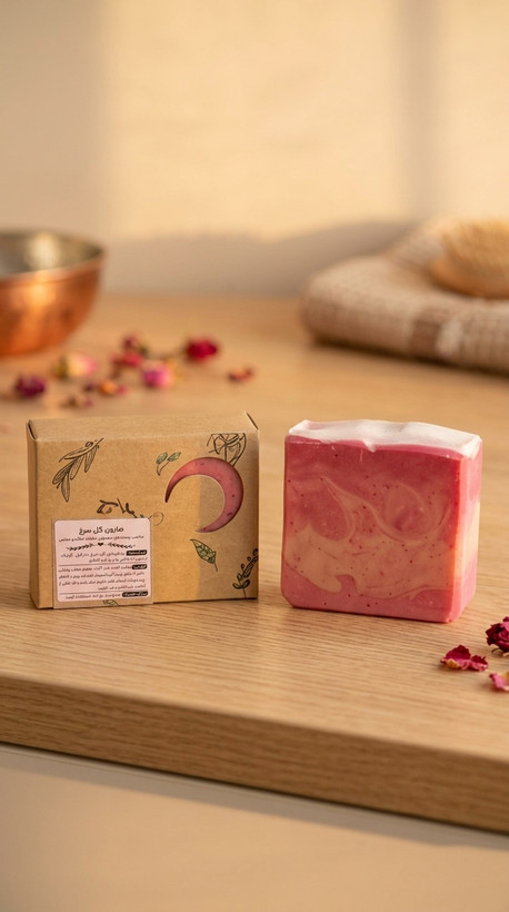 صابون گیاهی گل سرخ روشن کننده جوان ساز ضد لک بستن منافذ باز پوست