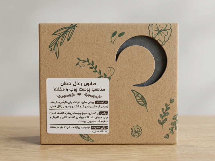 صابون زغال فعال و درخت چای مهتاب | ضد جوش و پاککننده عمیق منافذ