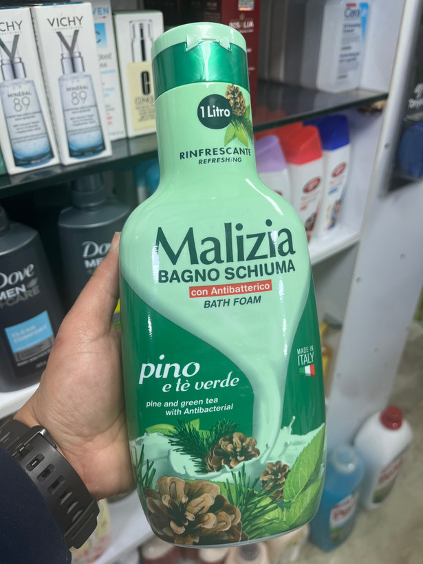 شامپو بدن آنتیباکتریال مالیزیا (Malizia) مدل Rinfrescante با رایحه کاج و چای سبز حجم 1 لیتر