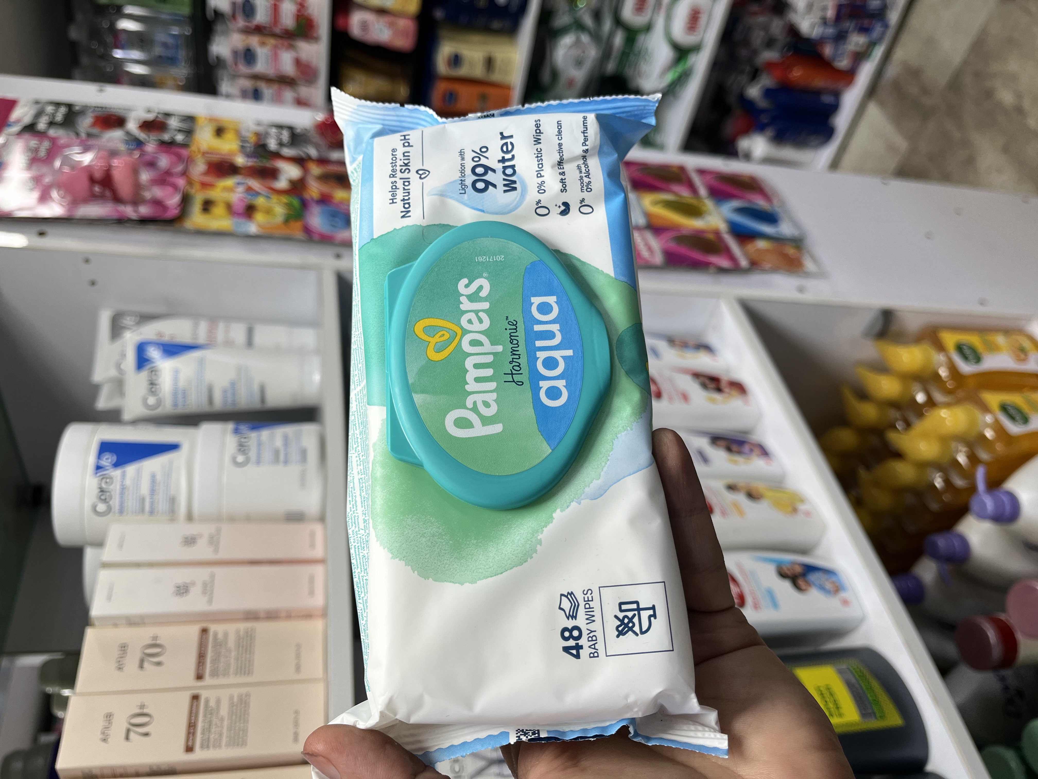 دستمال مرطوب کودک پمپرز (Pampers) مدل Harmonie Aqua - ۴۸ عددی (بدون پلاستیک و عطر)