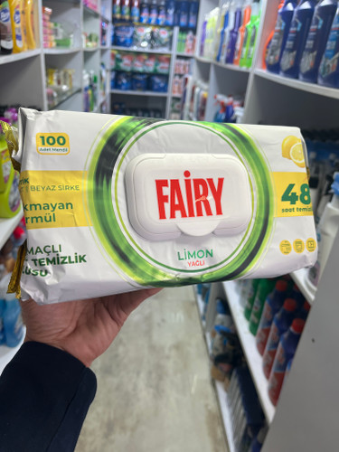 دستمال مرطوب چندمنظوره سطوح فایری (Fairy) - رایحه لیمو و سرکه (۱۰۰ عددی)