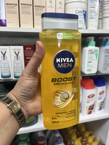 شامپو سر و بدن مردانه نیوآ من (Nivea MEN) مدل بوست (Boost) - حاوی کافئین و ویتامین (حجم ۵۰۰ میلیلیتر)