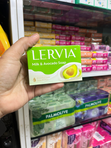 صابون شیر و آووکادو لرویا (Lervia) مدل Milk & Avocado حاوی پروتئین شیر - 90 گرم