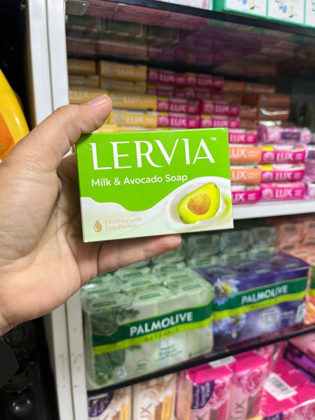صابون شیر و آووکادو لرویا (Lervia) مدل Milk & Avocado حاوی پروتئین شیر - 90 گرم