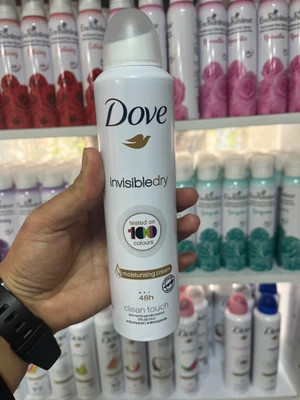 اسپری ضدتعریق زنانه داو مدل Invisible Dry (ضد لک روی ۱۰۰ رنگ) - رایحه Clean Touch - بدون الکل (حجم ۲۵۰ میل)