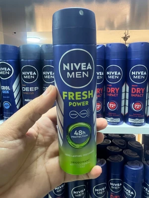 اسپری دئودورانت مردانه نیوآ  (Nivea men) ۱۵۰ میل مدل فرش پاور (Fresh Power) - رایحه اینفینی فرش، ۴۸ ساعته
